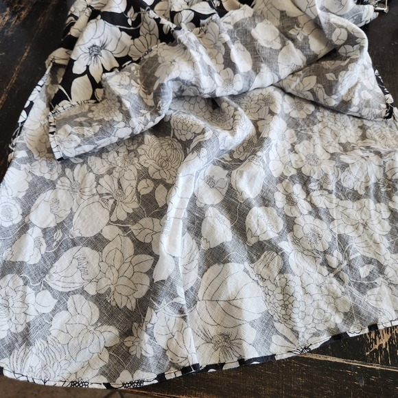 J Crew 100% Linen Slip Skirt Midi Maxi Size XS Floral Black Side Slits Summer - Picture 9 of 10